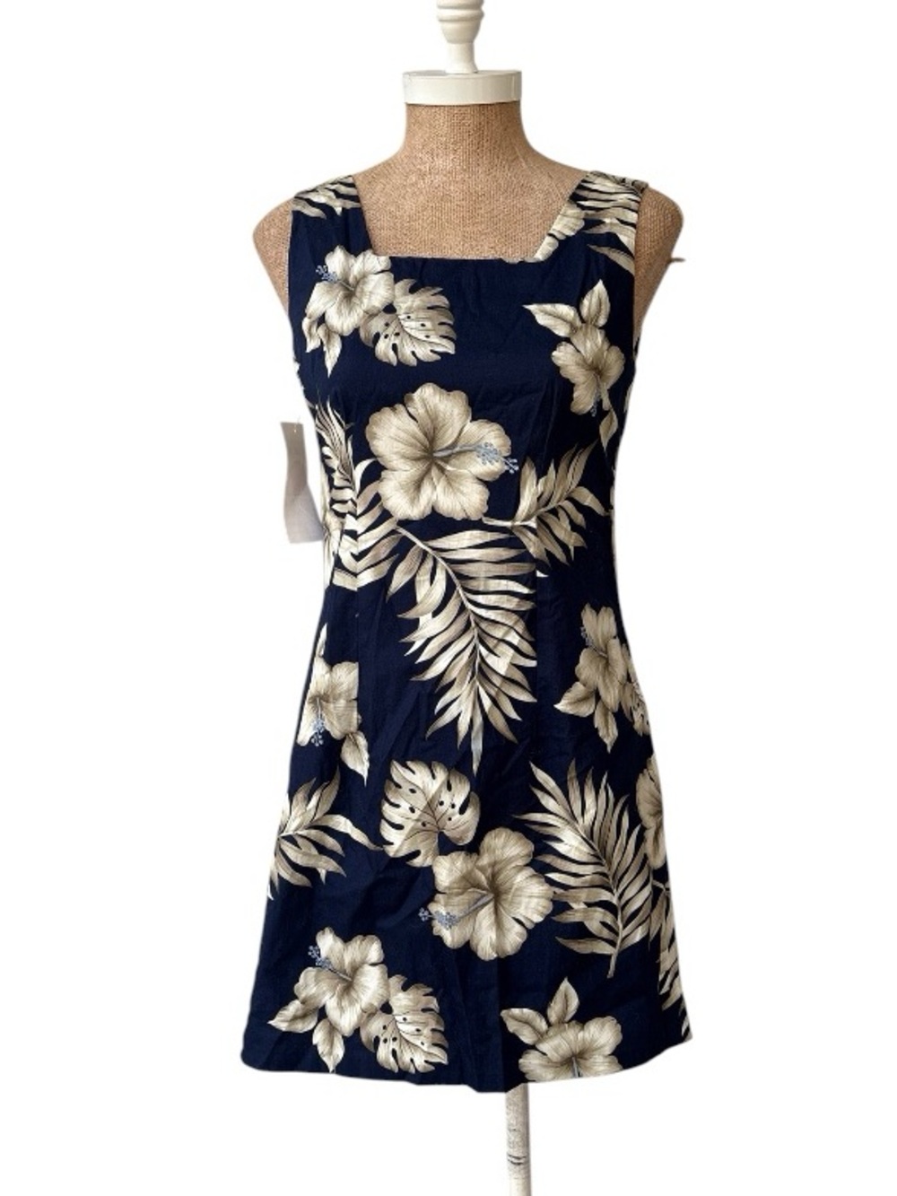 Shannon Marie Hawaii Dress Navy Hibiscus Tropical Cotton Aloha XS